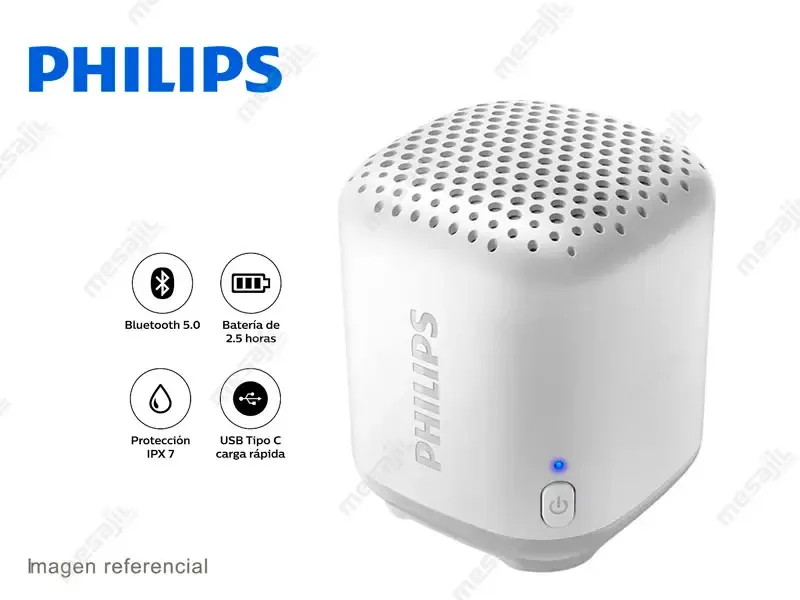 Parlante Philips Bluetooth 8H 2.5watts IPX7 USB-C White
