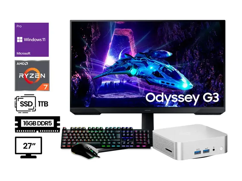 PC DESKTOP DMH A6 Ryzen 7-6800H 16GB SSD1TB Wind 11 Pro + Monitor 27"