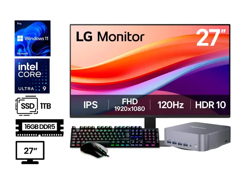 PC DESKTOP DMH INTEL ULTRA 9-185H 16GB SSD1TB W11PRO + MONITOR 27"