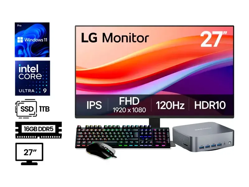 PC Desktop DMH Mega Ultra i9-185H 16GB SSD1TB Wind 11 Pro + Monitor 27"