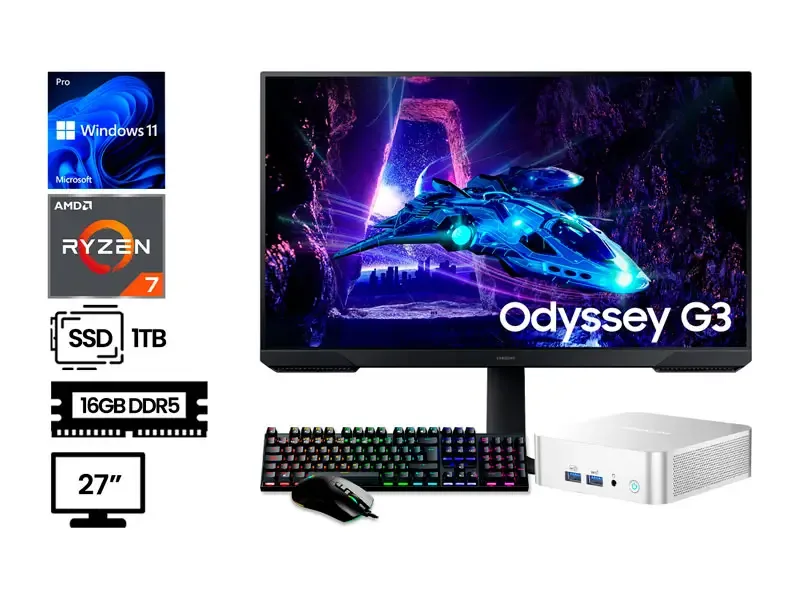 PC DESKTOP DMH RYZEN 7-6800H 16GB SSD1TB W11PRO + MONITOR GAMER 27"