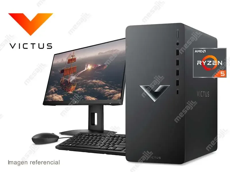 PC Desktop HP Gaming Victus TG02-0013lam + Monitor HP 24" /AMD Ryzen5 5600G 8GB/SSD256GB/RX6400 4GB/W11h + X24ih Gaming