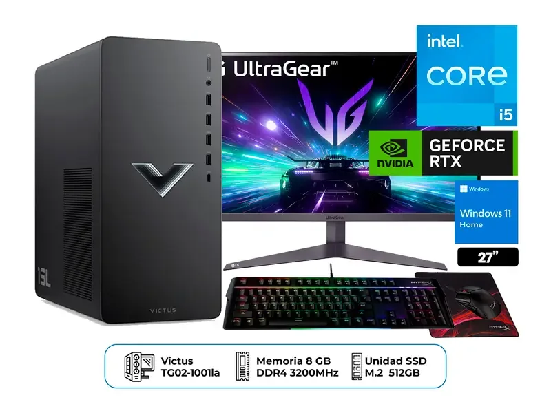 PC Desktop HP Gaming VICTUS TG02-1001LA + LG 27"