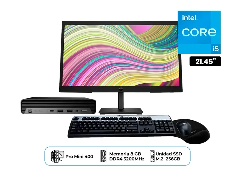 PC Desktop HP PRO MINI 400 G9 INTEL i5 + MONITOR 21.5"
