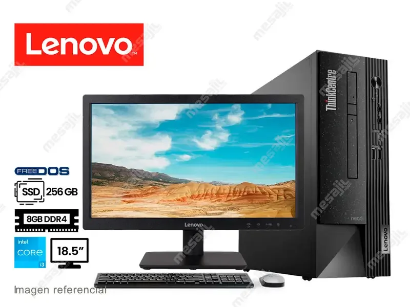 PC Desktop Lenovo Thinkcentre Neo 50S Intel i3-12100 8GB/SSD 256GB/ + Monitor LED 18.5" VGA/HDMI