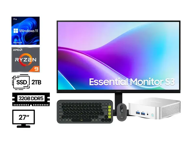 PC DESKTOP RYZEN 9-8945HS 32GB SSD2TB W11PRO + MONITOR 27"