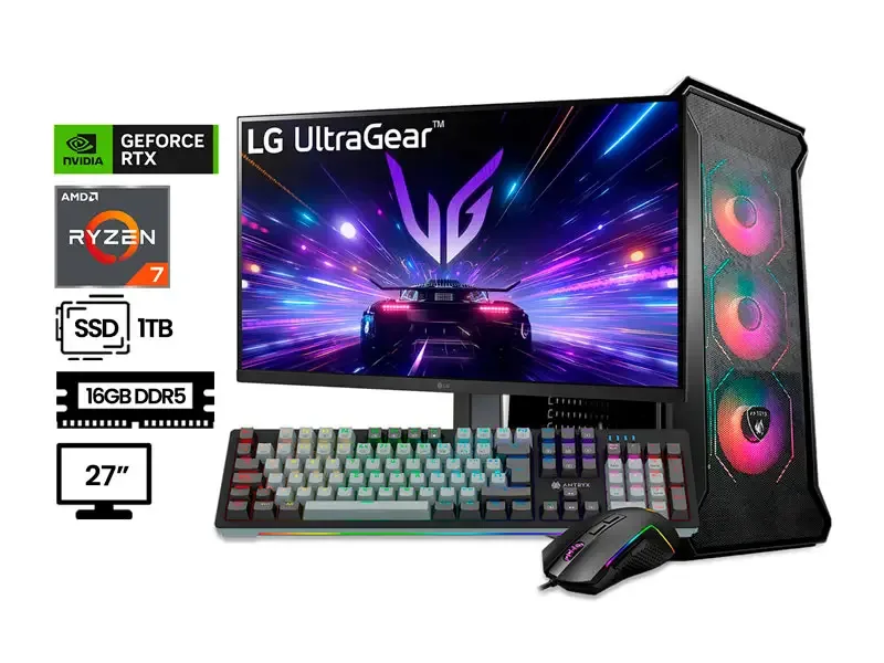 PC DMH DISEÑADOR AMD RZYEN 7-5700X 16GB SSD1TB RTX 8GB 27" ANTIVIRUS