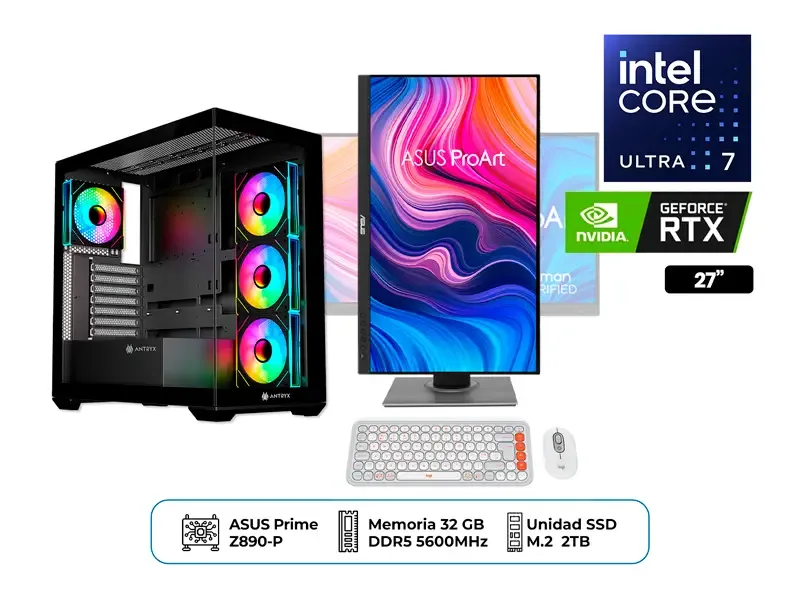 PC DMH DISEÑADOR INTEL ULTRA IA 265K 64GB 2TB RTX5080 16GB 27" ASUS
