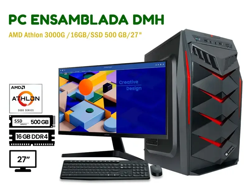 PC DMH ESENCIAL AMD 3000G 16GB 500B 27" ANTIVIRUS