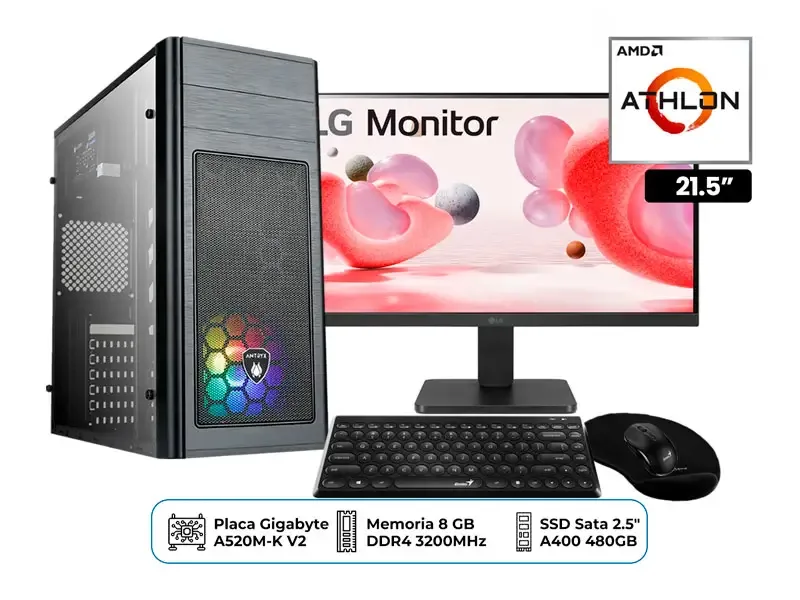 PC DMH ESENCIAL AMD ATHLON 8GB 480GB MONITOR 21.5"