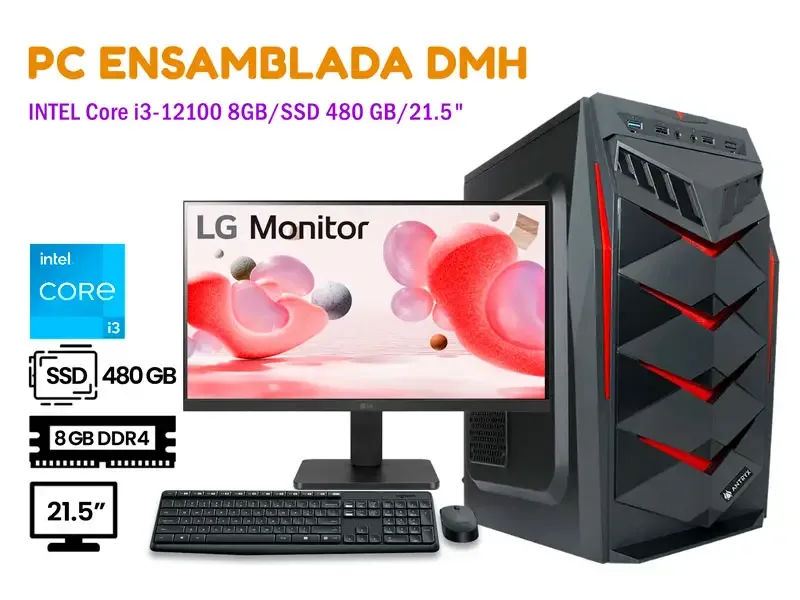 PC DMH ESENCIAL INTEL i3 8GB 480GB MONITOR 21.5" ANTIVIRUS