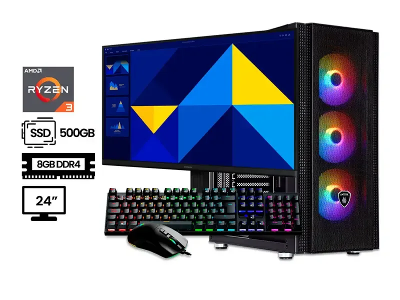 PC DMH ESTUDIANTE AMD RYZEN 3-500G 8GB SSD500GB 24" ANTIVIRUS