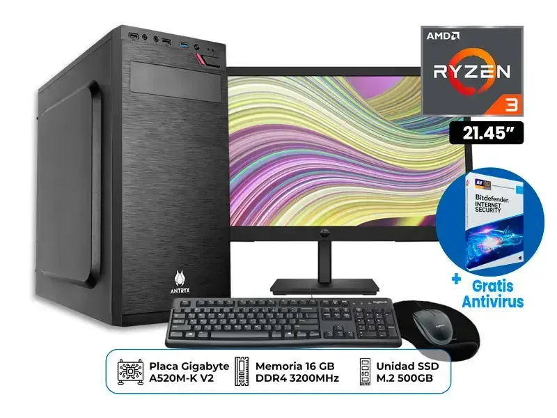 PC DMH ESTUDIANTIL AMD Ryzen 3 5300G 16GB 500B 22" ANTIVIRUS