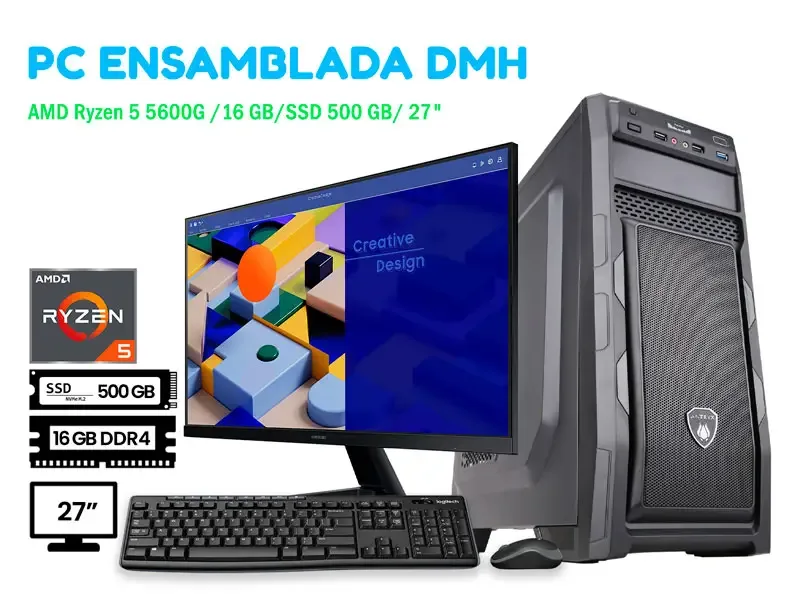 PC DMH ESTUDIANTIL AMD Ryzen 5 5600G 32GB 500B 27" ANTIVIRUS