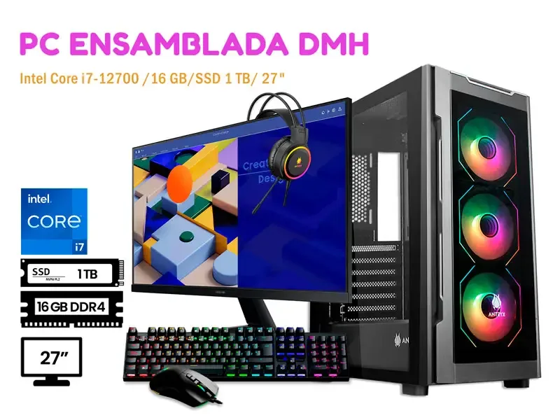 PC DMH ESTUDIANTIL INTEL i7 16GB 500B 27" ANTIVIRUS