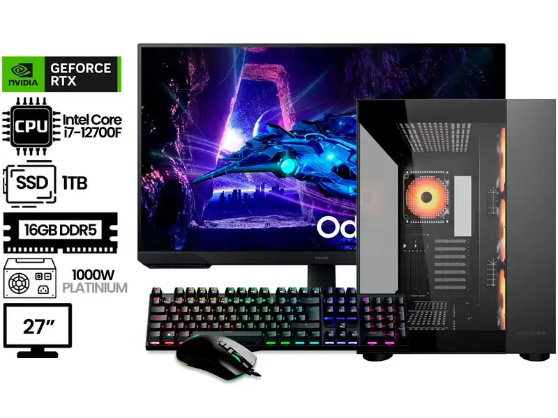 PC DMH GAMER INTEL CORE I7-12700F 16GB SSD1TB RTX5060TI 1000W + MONITOR GAMER 27"
