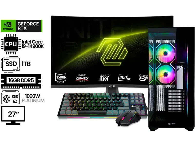 PC DMH GAMER INTEL CORE I9-14900K 16GB SSD1TB RTX4060TI 1000W + MONITOR GAMER 27"