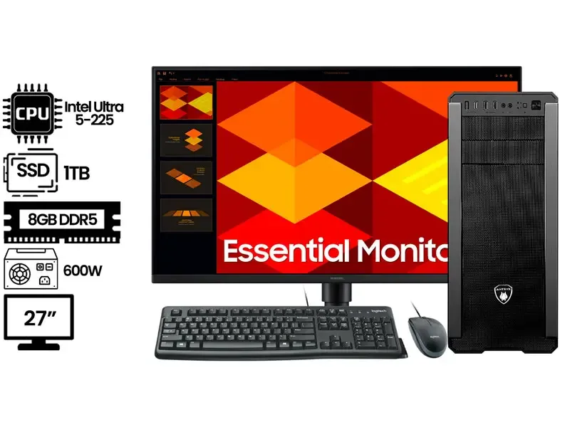 PC DMH INTEL ULTRA 5-225 8GB SSD1TB 600W + MONITOR 27"