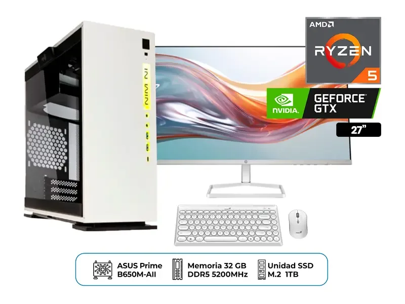 PC DMH PROFESIONAL  AMD RYZEN 5 8500G 32GB GTX 4GB 1TB 27"