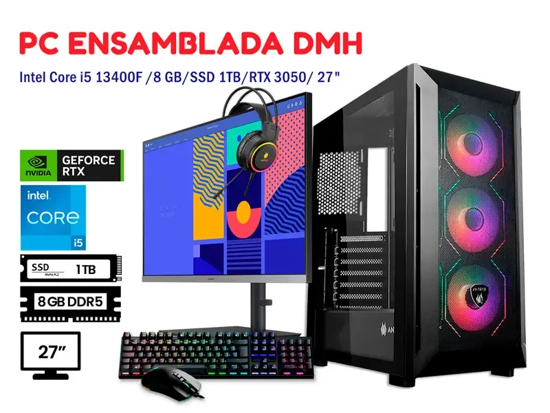 PC DMH PROFESIONAL INTEL i5 13400F 16GB SSD 1TB RTX 6GB 27" ANTIVIRUS