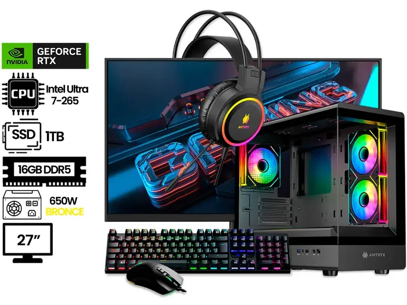 PC DMH ULTRA 7-265 16GB SSD1TB RTX5050 650W + MONITOR GAMER  27"