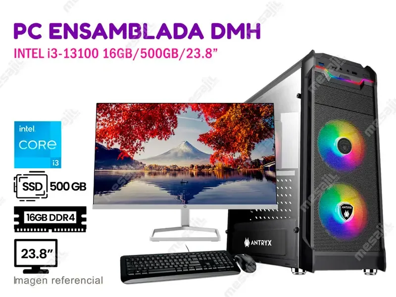 PC ENSAMBLADA DMH INTEL i3-13100 16GB/500GB/23.8