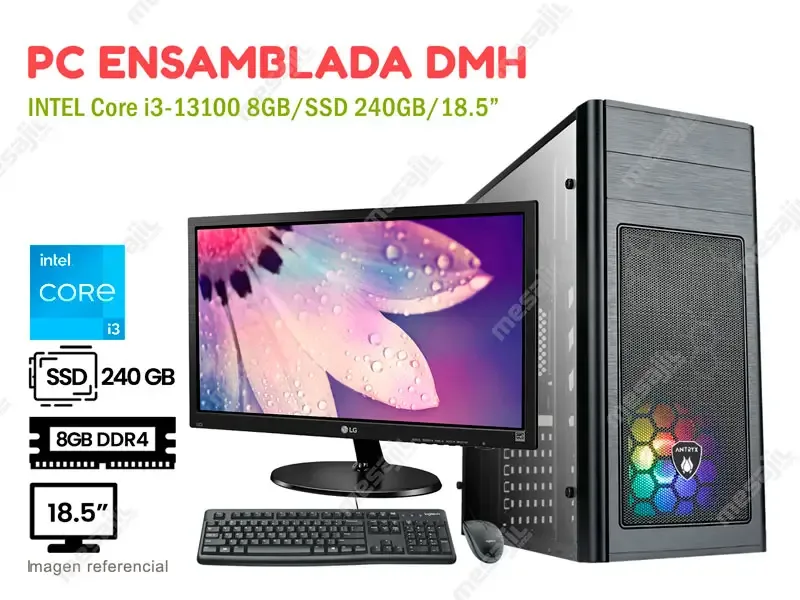 PC ENSAMBLADA DMH Intel i3-13100 8GB/SSD 240GB/18.5"
