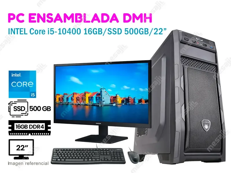 PC ENSAMBLADA DMH Intel i5-10400 16GB/SSD 500GB/22"