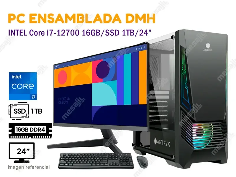 PC ENSAMBLADA DMH Intel i7-12700 16GB/SSD 1TB/24"