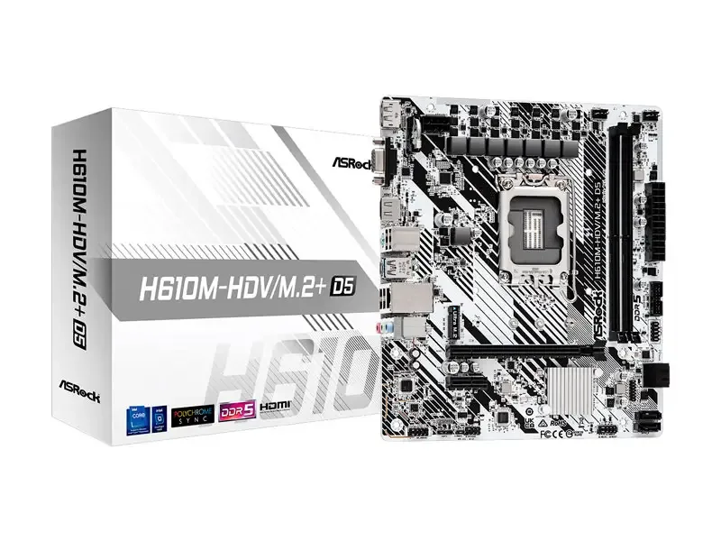 Placa ASROCK H610M-HDV M.2+D5 Intel LGA1700 DDR5 HDMI/DP/RJ-45