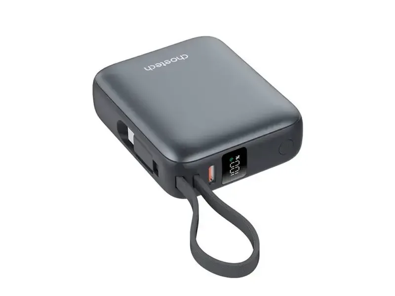 Power Bank B832-GY CHOETECH Mini 10000mAh 35W con pantalla y cable integrado Gris