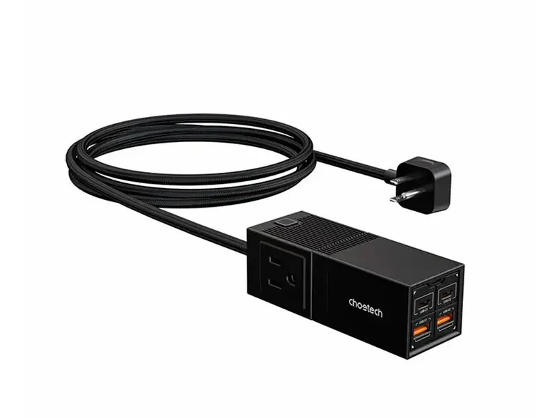 Regleta CHOETECH carga GaN 65W 2 USB-C y 2 USB-A + 2 Tomas de corriente