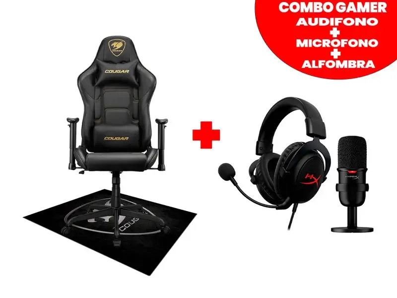 Silla Gamer Cougar Armor Elite Royal + Auricular + Microfono + Alfombra