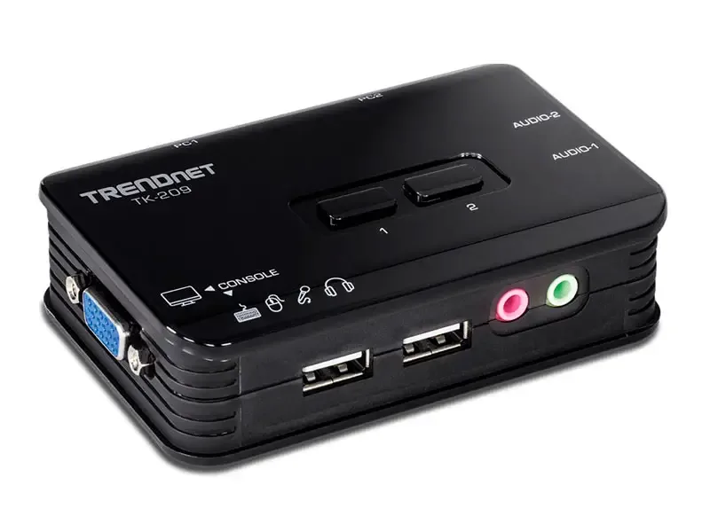 Switch KVM TRENDnet TK-209K 2-Port USB Kit with Audio (Incluye 2 juegos de cables)