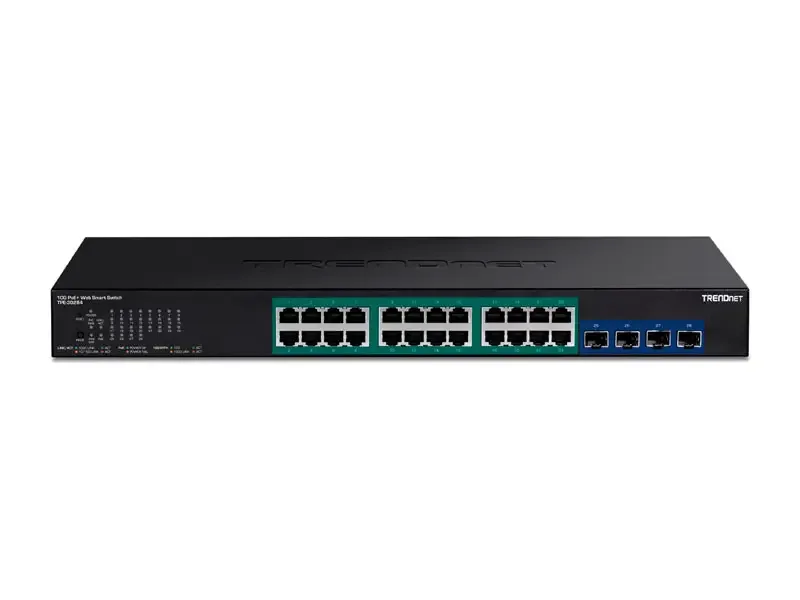 Switch Trendnet 28-Port TPE-30284 24 puertos gigabit POE y 4 ranuras SFP+ 10G  (Version v1.0R)