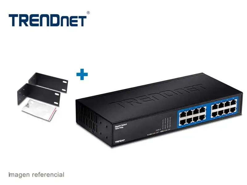 Switch TRENDnet TEG-S16Dg 16-Port Gigabit GREENnet + Kit montaje en Rack (ETH-11MK)