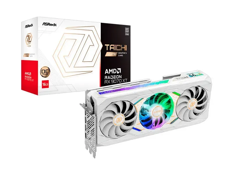 Tarjeta Grafica ASRock RADEON RX 9070 XT 16GB Taichi White OC GDDR6 PCI-E 5.0