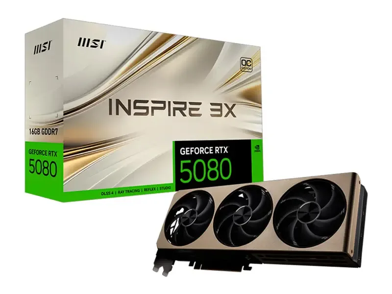 Tarjeta Grafica MSI NVIDIA GeForce RTX 5080 INSPIRE 3X OC 16GB GDDR7