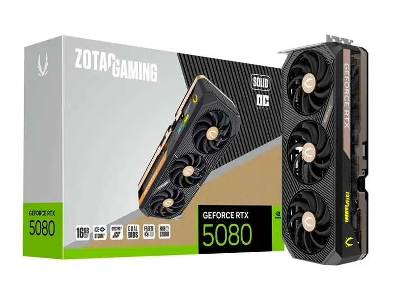 Tarjeta Grafica Zotac NVIDIA GeForce RTX 5080 16GB SOLID CORE OC GDDR7