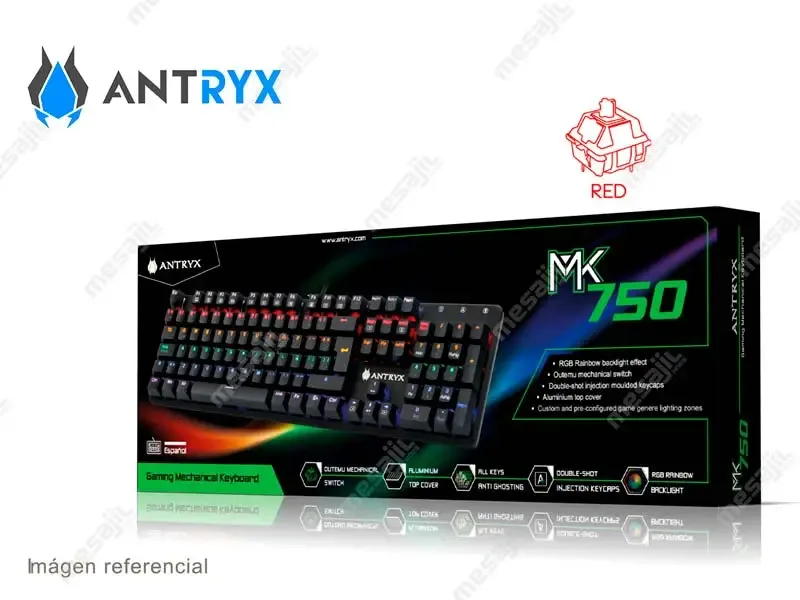Teclado Gaming Antryx Mecanico Chrome Storm MK750 RGB Switch Red