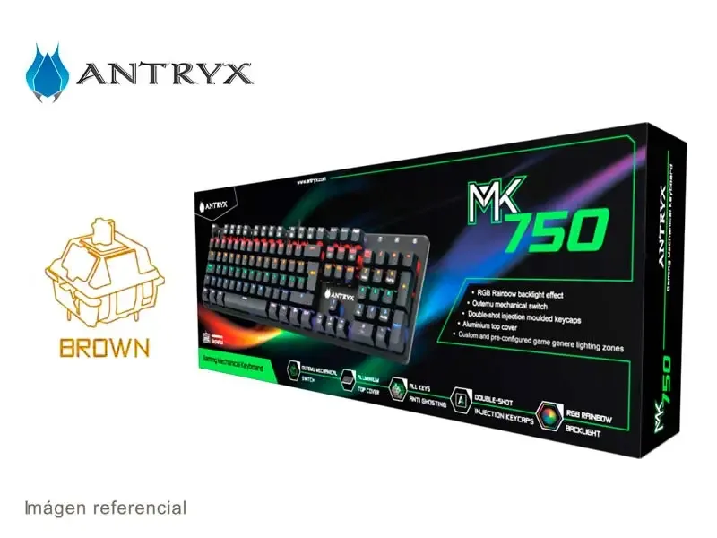 Teclado Gaming Antryx Mecanico Crome Storm MK750 RGB Switch Browns