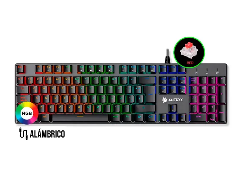Teclado Gaming Antryx Mecanico MK760L Black, RED Switch (AMK-760LKRE-SP)