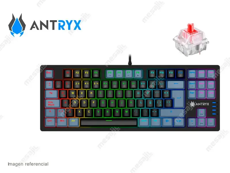 Teclado Gaming Antryx Mecanico TKL Chrome Storm MK840L Black, Red Switch