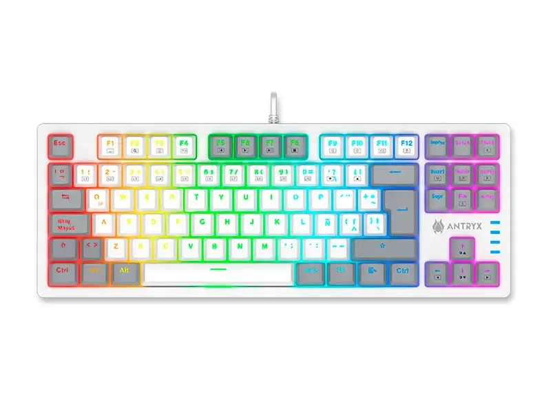 Teclado Gaming Antryx Mecanico TKL MK840L White & Gray Red Switch (AMK-CS840LWGRE-SP)