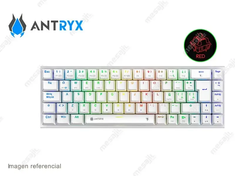 Teclado Gaming Antryx MK825 Mecanido Inalambrico TRIX White - Switch Red