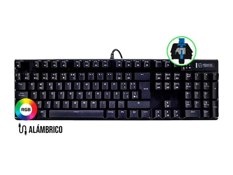 Teclado Gaming TEROS Mecanico TE-4068G BLUE Switch USB Negro