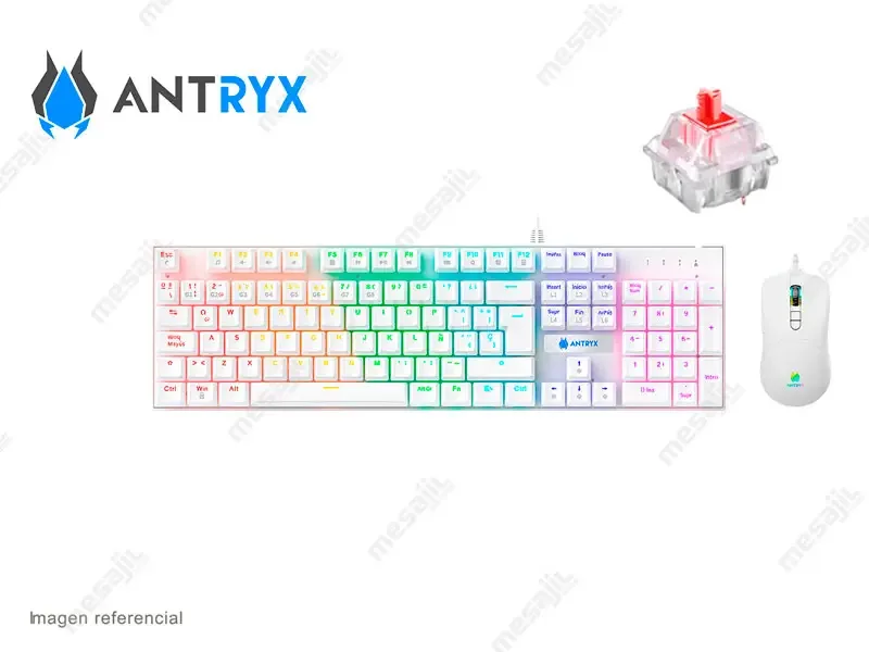 Teclado Mecanico + Mouse Antryx GC-3100 White/ Red Switch