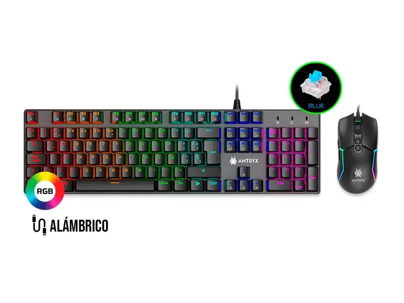 Teclado Mecanico + Mouse Antryx GC-3500 Black/Blue Switch (AGC-3500KBL-SP)