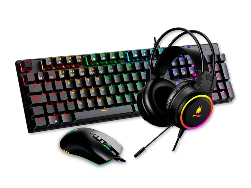 Teclado Mecanico + Mouse  + Auricular Antryx GC-3100 X3 Black/Blue Switch