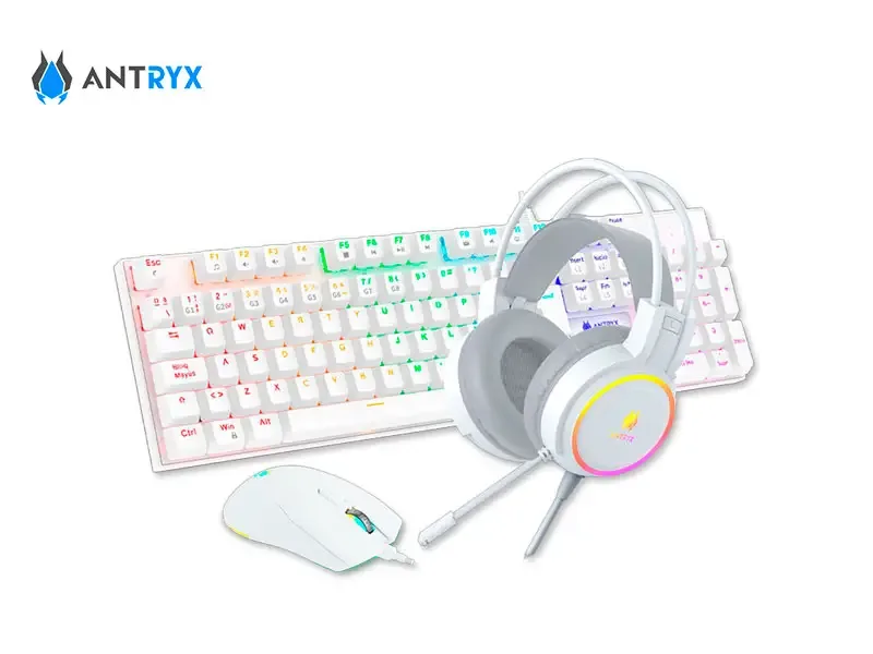 Teclado Mecanico + Mouse + Auricular Antryx GC-3100 X3 White Switch red